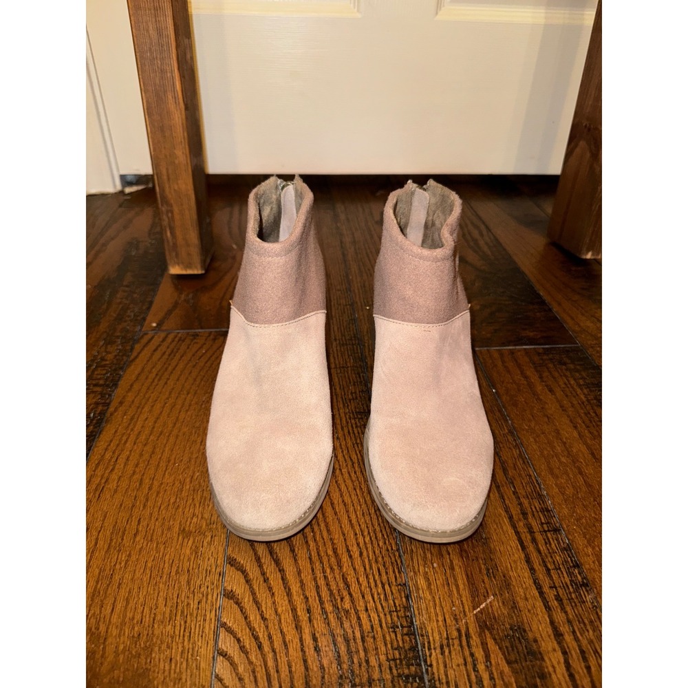 TOMS Suede Block Heel Ankle Boots Taupe Pink Women's Size‎ 7 UK 5 EU 37.5 - Picture 2 of 7